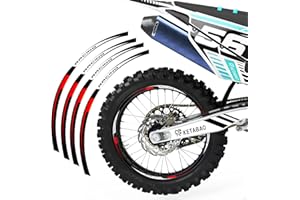 KETABAO Red Striped Vinyl Motorcycle Wheel Decals for 21 & 18 inch Off-Road MX Dirt Bikes