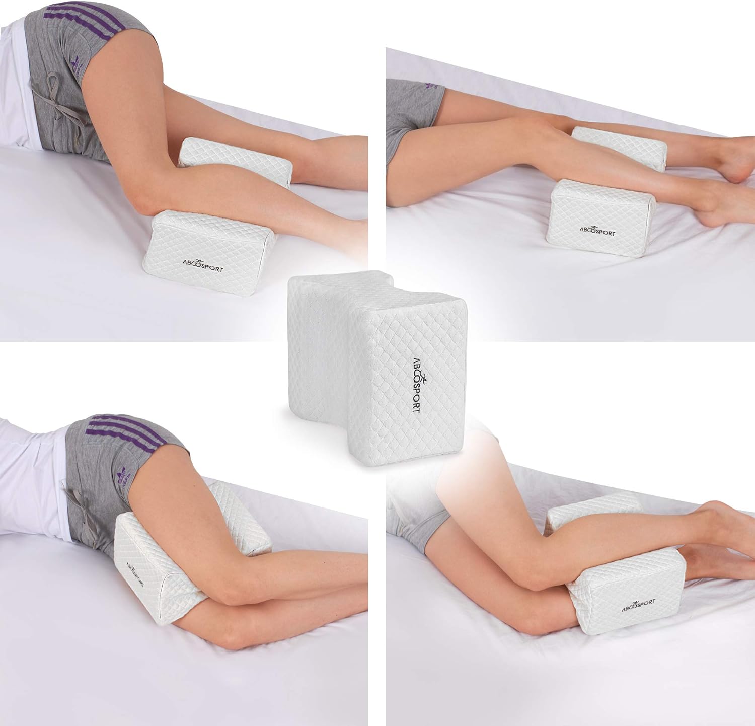 Abco Tech Memory Foam Knee Pillow with Cooling Gel – Leg Pillow Wedge for Side Sleepers, Pregnancy, Spine Alignment and Pain Relief – Breathable, Hypoallergenic and Comfortable – with Washable Cover: Furniture & Decor