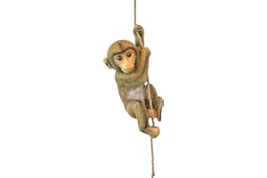 Design Toscano QM2673300 Chico The Chimpanzee Baby Monkey Hanging Indoor/Outdoor Animal Statue, 7 Inches Wide, 6 Inches Deep, 16 Inches Long, Handcast Polyresin, Brown Painted Finish