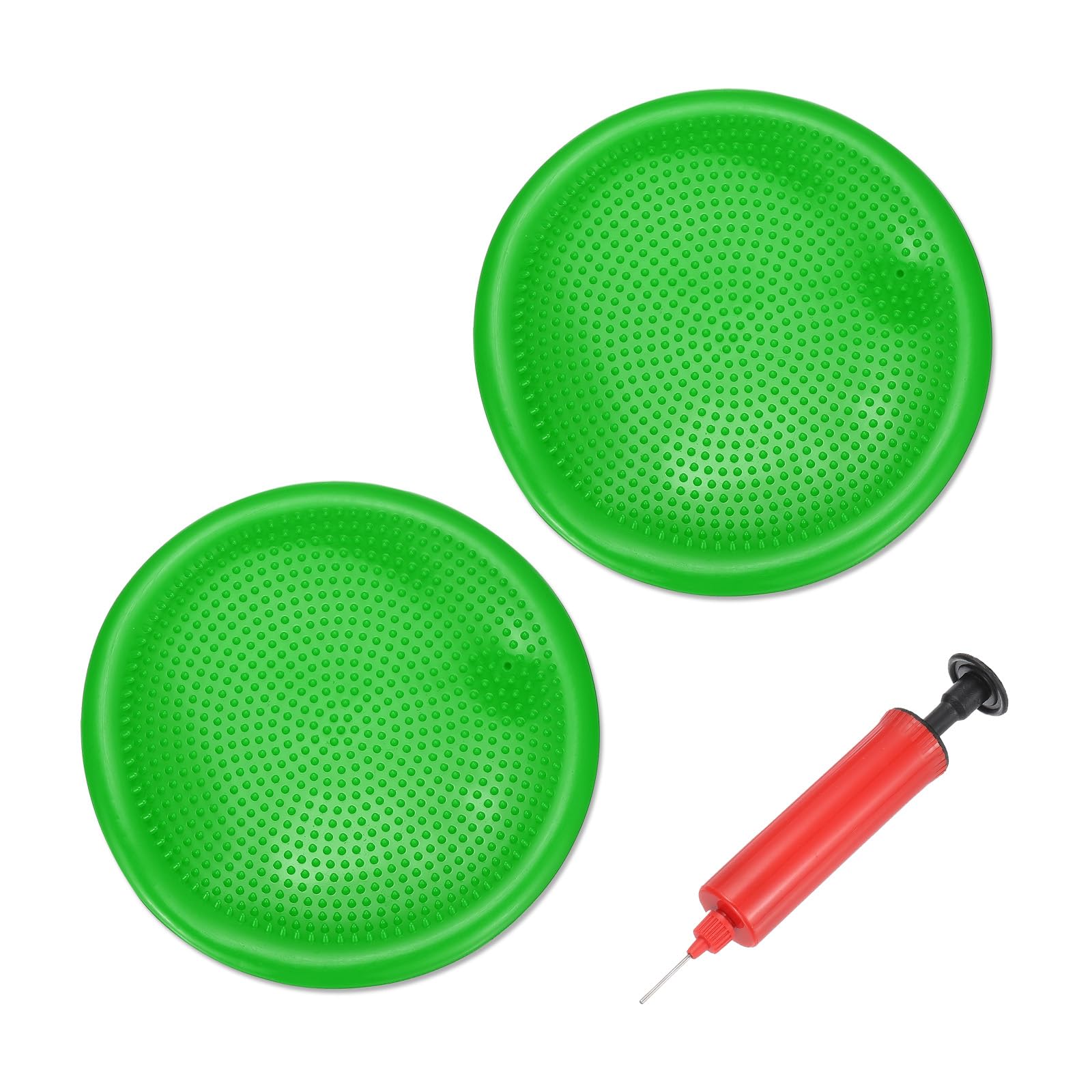 PATIKIL 2 Pcs Inflated Wobble Cushion Seat 13.2", Flexible Balance Disc with Hand Pump for Core Stability Exercise Physical Strengthening Improving Fitness Posture, Green