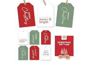 UNIMAXPRINT Elegant Christmas Gift Tags with String, 48 Premium Holiday Labels to Personalize Your Presents & Gift Bags, Christmas Tags for Xmas