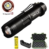 Ledeak 800 lumen Mini Cree XM-L2 Tactical Waterproof 5 Mode Zoomable Flashlight with 18650 3200mah Rechargeable Battery and Charger for Home Camping Hiking Emergency Cycling