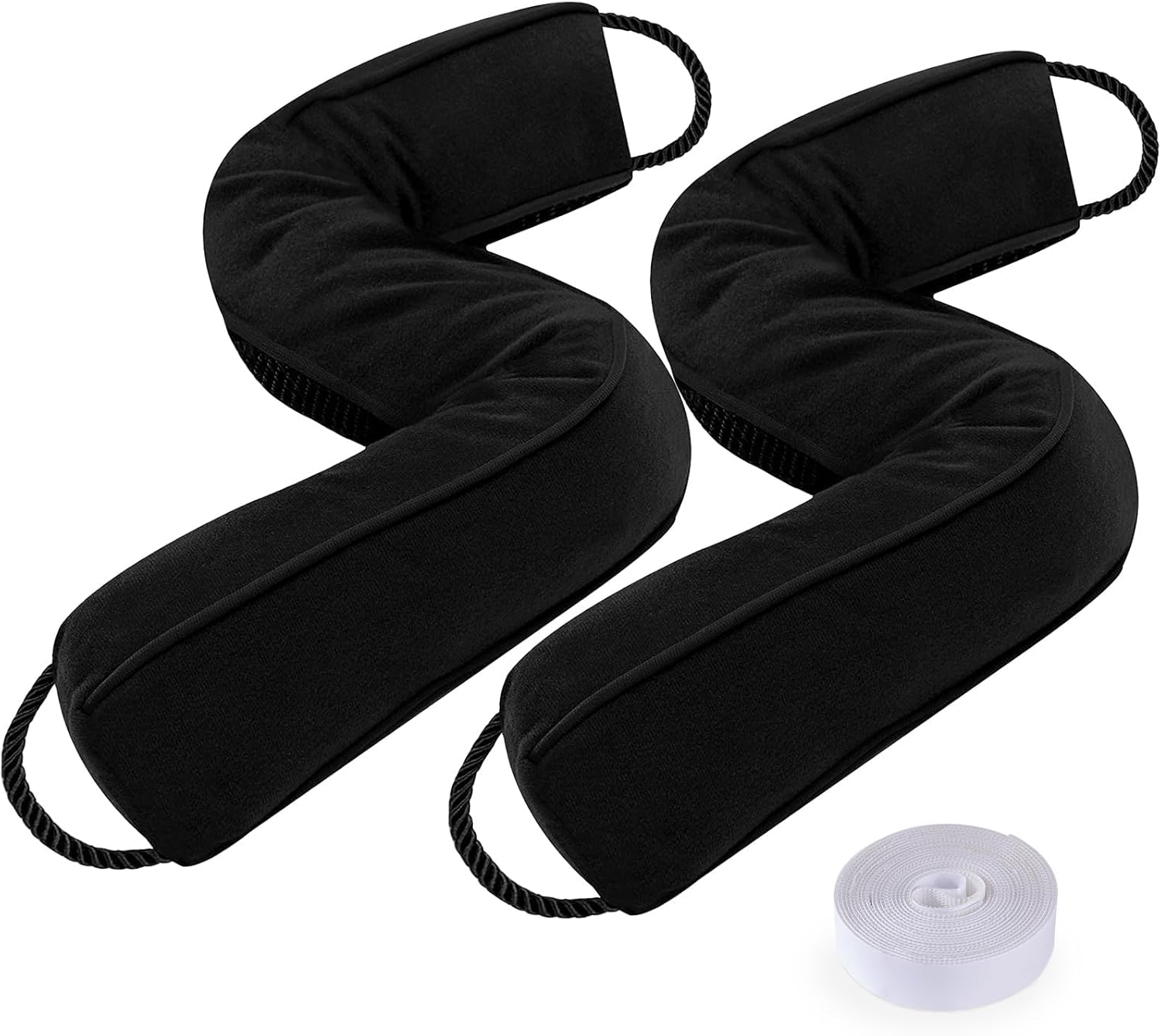 Draft Stoppers - Sunolga 2 Packs 38 Inches 2.2LB Weighted Door Draft Stopper Filled with Glass Beads & Cotton, Removable Machine Washable Sound Proof Under Door Draft Blocker with Anti-Abrasion Bottom for Door, Black