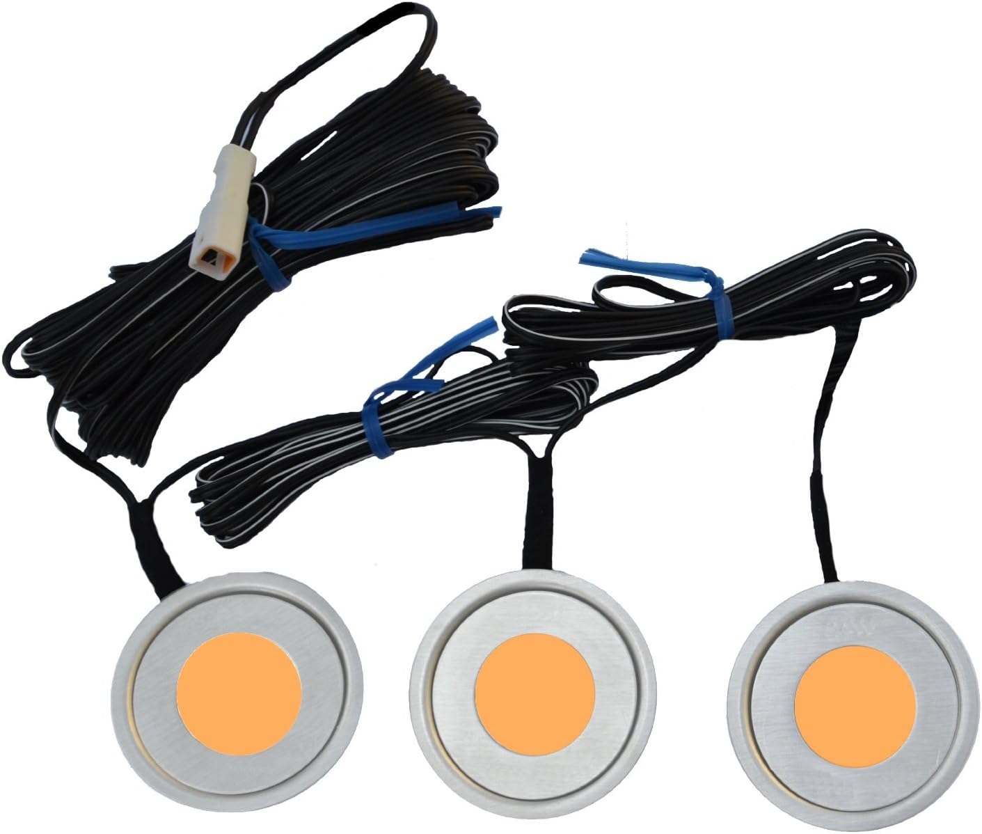 1 Set Eyeleds LED Rund universal Edelstahl Amber 3er Kette Amazon.de