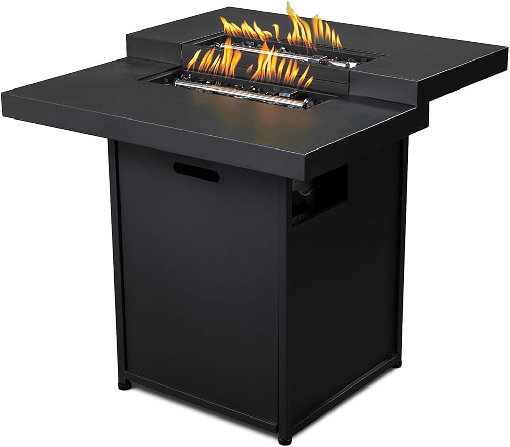 Hanie Design PT202SM Duet Square Fire Table, Black