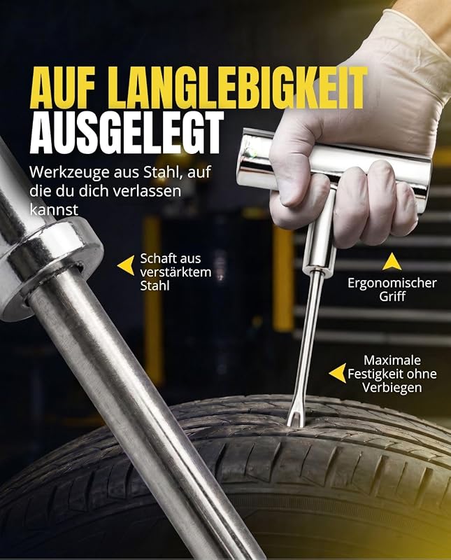 Reifenreparaturset, Reifendichtmittel Auto, Repariert Reifen in 15 Minuten