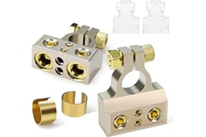 TONDA Battery Terminals, 0/4/8/10 Gauge Battery Terminal Connectors with Shims and Protective Covers, Car Cable Ends, 1 pair