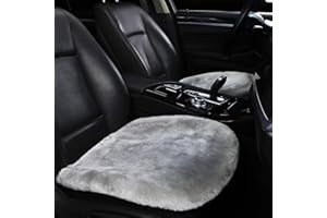 MLOVESIE Genuine Sheepskin Auto Seat Cushion, Australian Natural Fur Wool Seat Cover Soft Comfort Warm Winter Office Chair Universal Fit 19"X19"