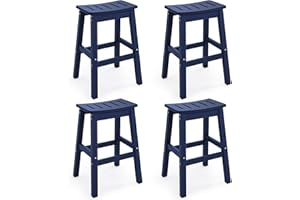 Homenjoy Outdoor Bar Stools Set of 4, 25" HDPE Counter Height Bar Stools, All Weather Resistant Patio Bar Stools for Balcony, Backyard, Navy