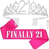 CAVETEE Silver Birthday Crown for Girls Birthday Decorations Birthday Gifts for Women and Girls