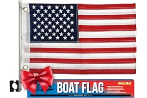 BETTER BOAT Boat Flag Pole Kit, 12" x 18" Small US American Flag Set, Marine Grade, Dock or Rail Mount Holder, Pontoon Accessories, USA Burgee Flags