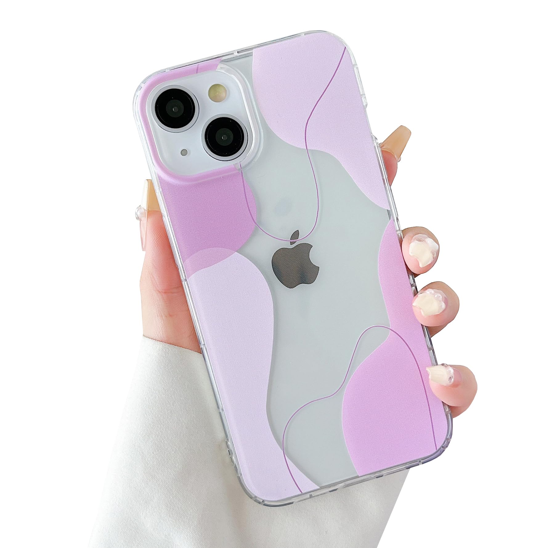 DEFBSC Compatible with iPhone 14/13 Case, Transparent Color Mix Aesthetic Design Soft TPU Bumper Slim Thin Shock-Absorbing Protective Phone Cover - Pink — image 1