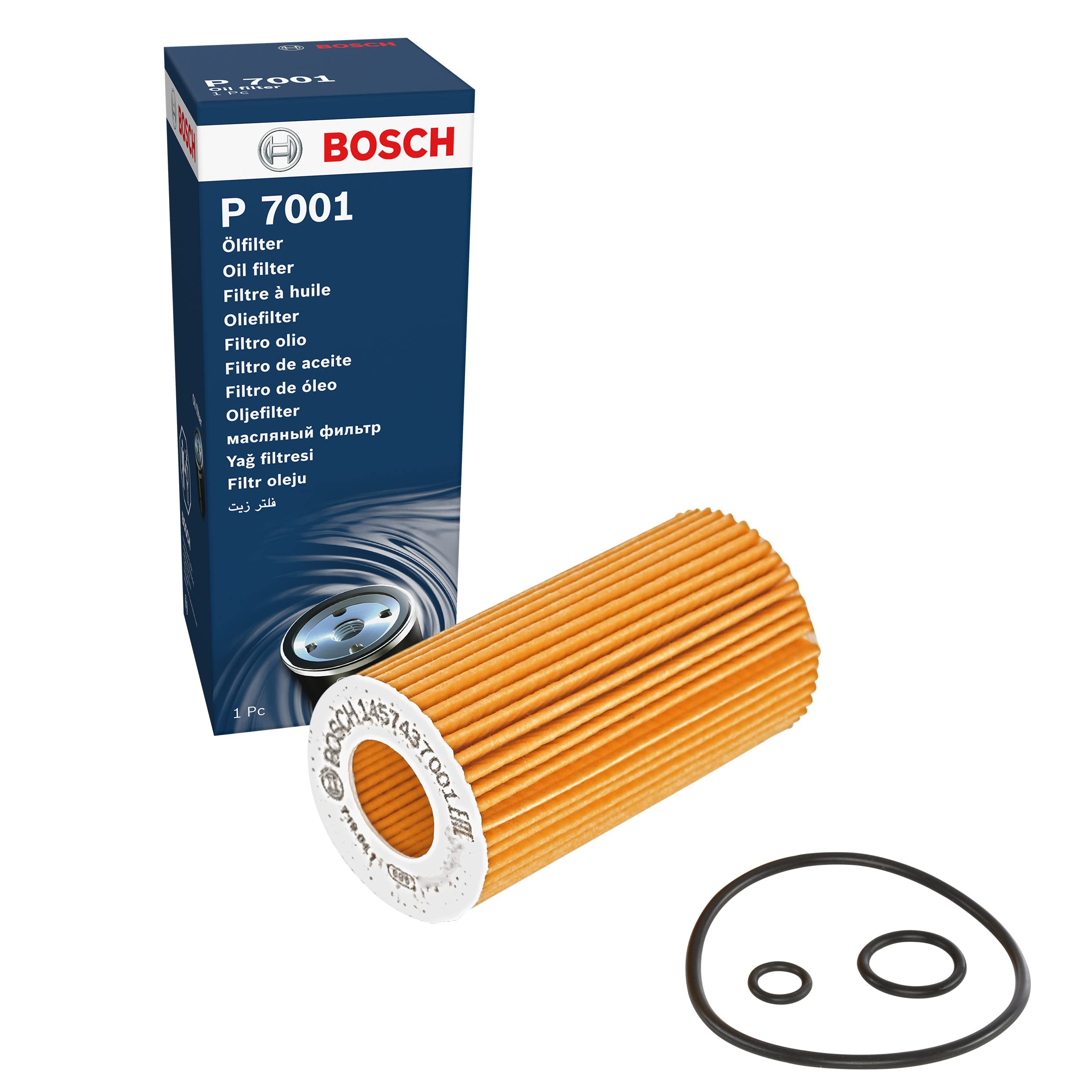Bosch P7001 Car Oil Filter - Separates Soot and Metal Particles from Engine Oil - Provides Reliable Engine Lubrication
