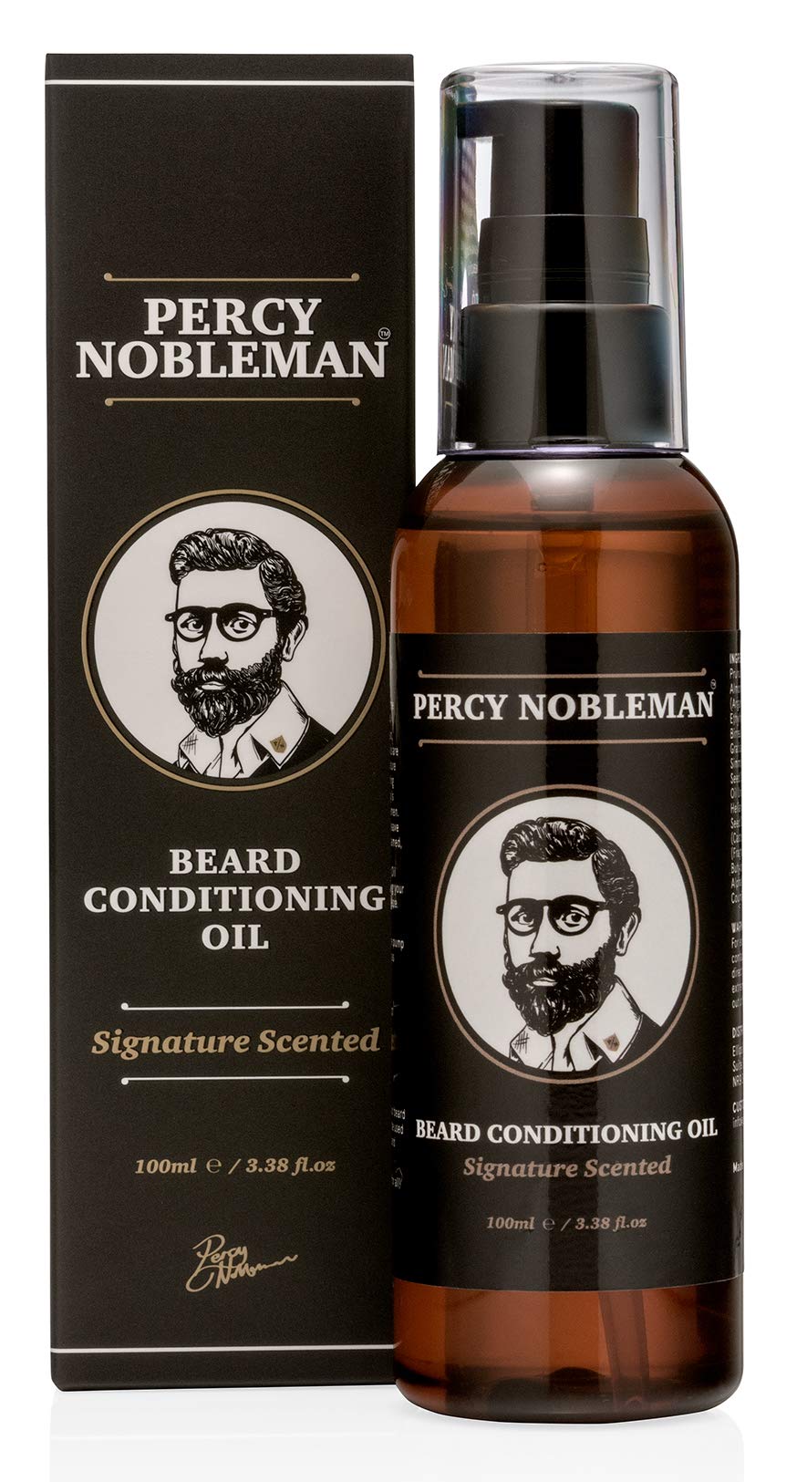 Percy Nobleman Beard Oil – 99% Naturally Derived Conditioning Oil with Signature Scent – Softens, Nourishes & Reduces Beard Itch – Vegan, Non-Greasy & Fast-Absorbing – Made in England (100ml)
