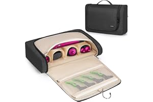 WELIDAY Travel Storage Bag Compatible with Dyson Airwrap Styler, Portable Travel Organizer for Hair Curler and Attachment with Multi-pockets (Front Open Design, Black)