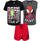 Marvel Avengers Spider-Man 3 Piece Outfit Set: T-Shirt Tank Top Shorts