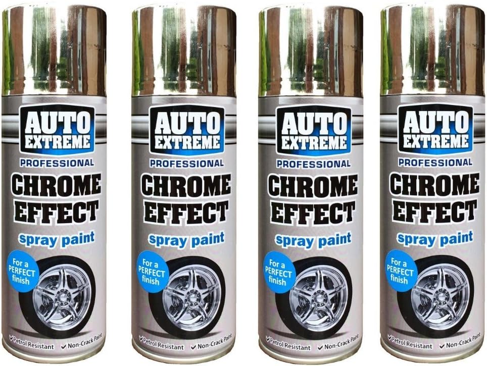 4 x Auto Extreme Professional Chrome Effect Spray Perfect Finish Petrol