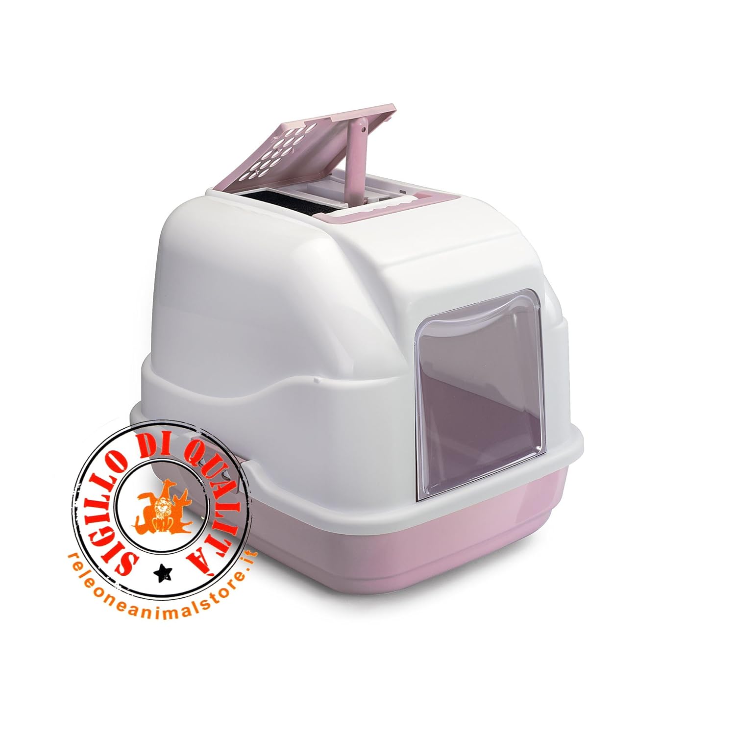 IMAC Easy Cat Pinky Peach Hooded Cat Litter Tray With Scoop, Door