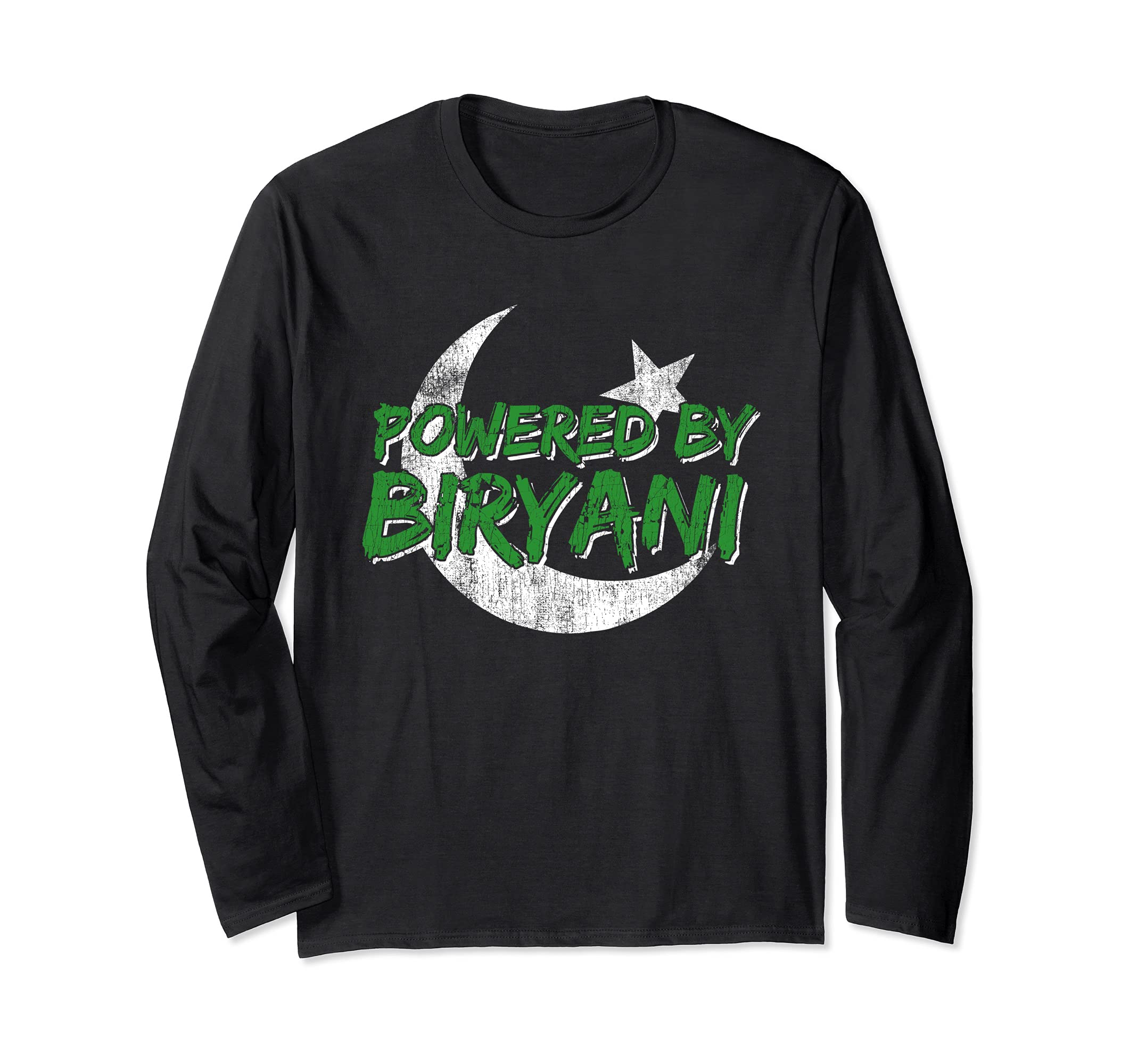 Powered by Biryani Pakistan Flag - Pakistani Cricket Long Sleeve T-Shirt