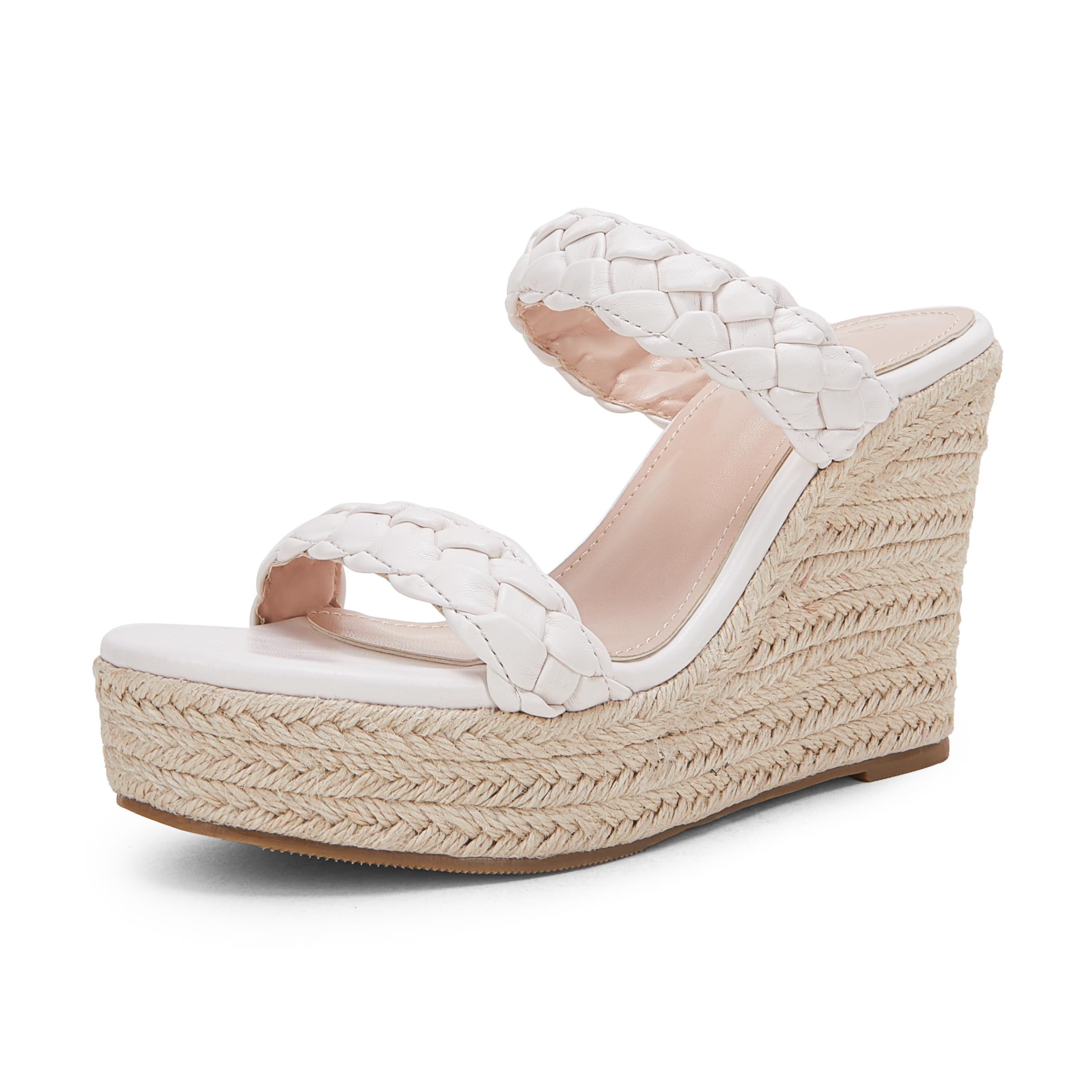Photo 1 of Coutgo Womens Wedge Platform Sandals Espadrilles Two Strap Woven Slip On Summer Cute Slide Sandals