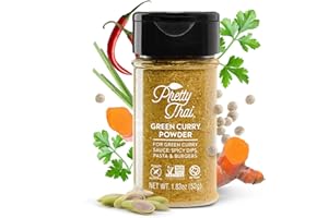 Pretty Thai Green Curry Powder, Authentic Gluten Free, Certified Non GMO, Sodium Free Seasoning for Curry Sauce, Pasta Sauce & Thai Food
