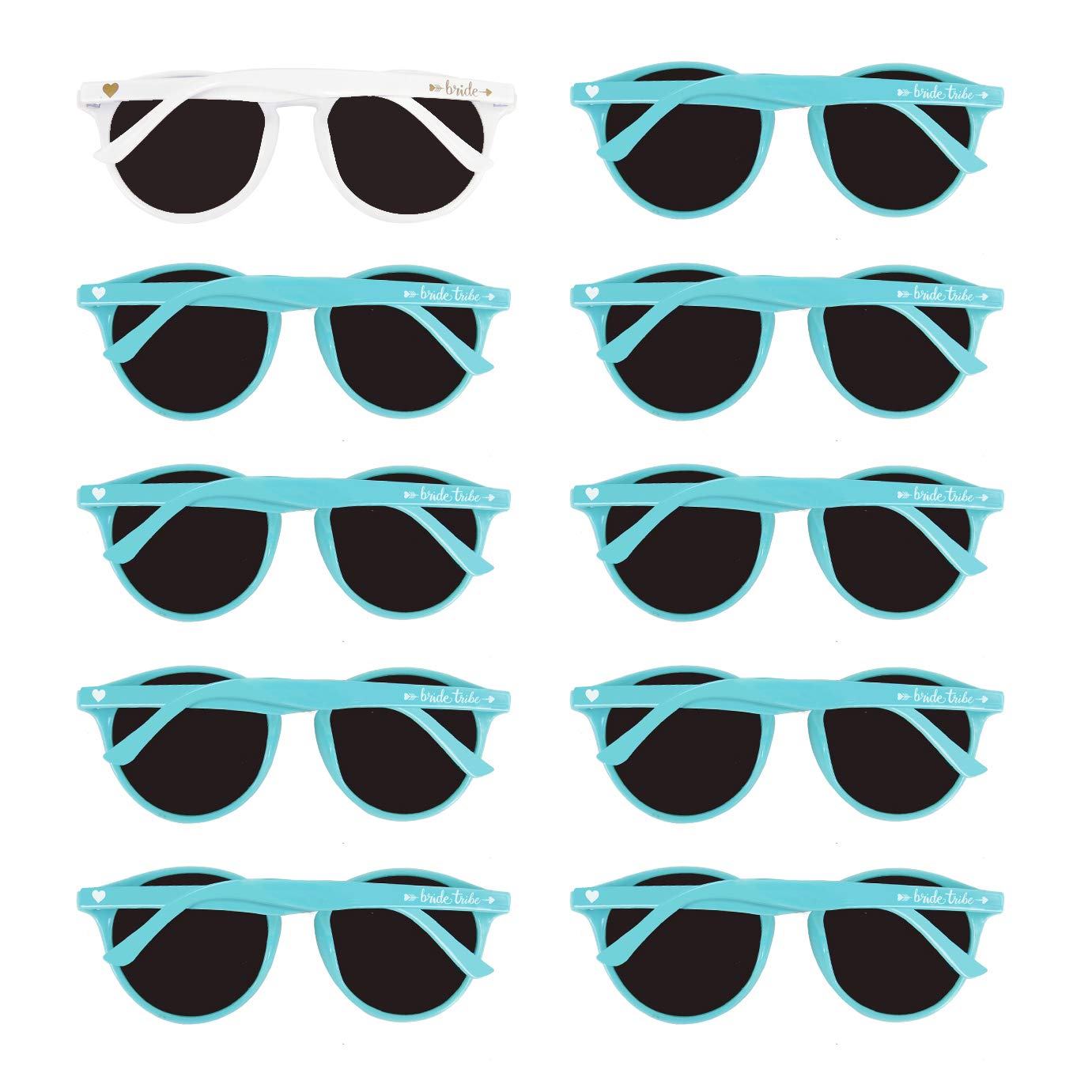 Lady&Home Hen Party Sunglasses 10 Packs Team Bride Sunglasses for Hen Party Decorations Bridesmaid Sunglasses Hen Party Supplies(Cateye-Turquoise)