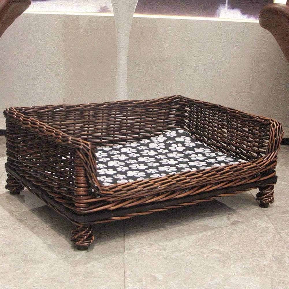 Wicker Dog Bed, Waterproof Durable Rattan Elevated Pet Bed