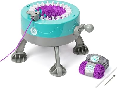 KNITTING CIRCLE Kids Knitting Station 22 Pin Machine Two Colour Yarn Kit