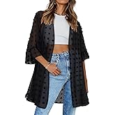 CHICGAL Womens Kimono for Summer Puff Sleeve Cardigan Casual Loose Fit Beach Cover Ups Resorts Swimwear