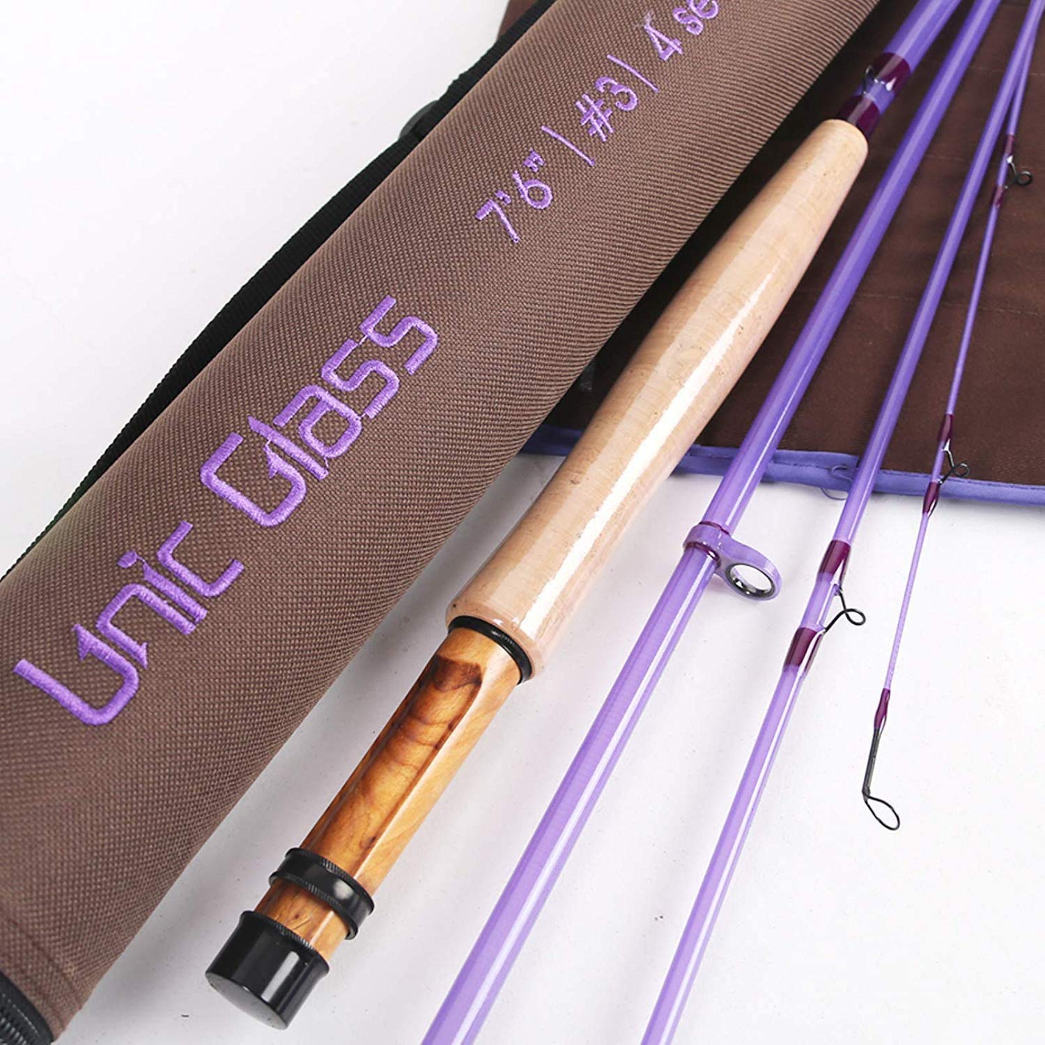MAXIMUMCATCH Maxcatch Fiberglass Fly Fishing Rod: 3wt/ 5wt/ 6wt/ 8wt in Blue,Purple,Orange, or Transparent (Purple, 8'0'' 4wt 4sec)