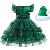 Naeviwth Christmas Tree Costume Girls Xmas Dress with Santa Hat