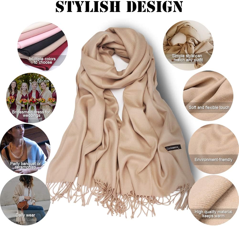 FURTALK Womens Scarf Ladies Pashmina Shawls and Wraps Large Soft Warm Blanket for Gifts Winter Khaki - Image 4