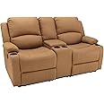 Camper Comfort 67" Wall Hugger Reclining | RV Theater Seats | Double Recliner RV Sofa & Console | RV Couch | RV Theater Seating | RV Furniture (Manual, Sand)