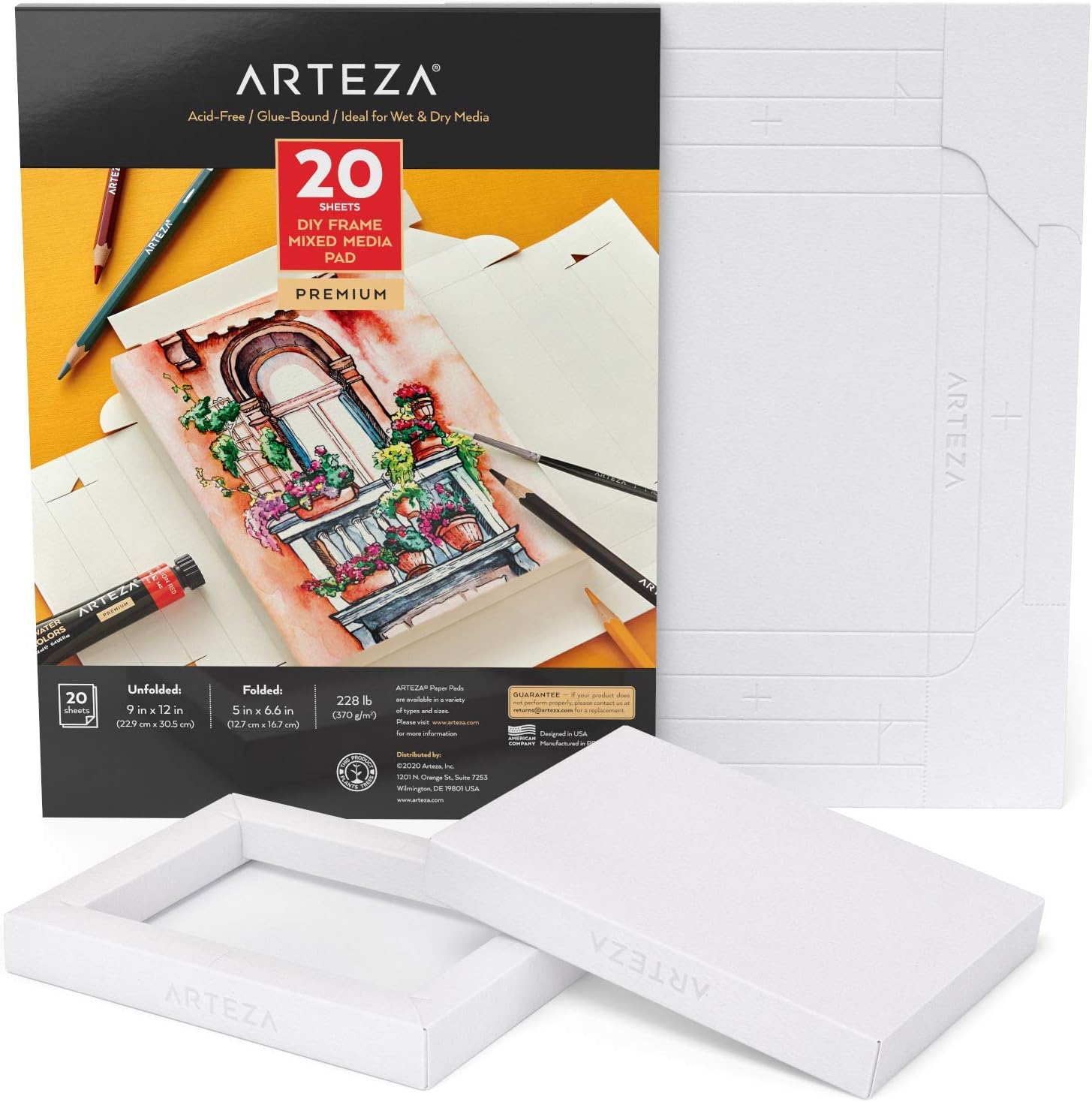 Arteza Mixed Media Paper Foldable Canvas Pad, 5x6.6 Inches, 20 Sheets, DIY Frame, Heavyweight Multimedia Paper, 228 lb, 370 GSM, Acid-Free, Art Supplies for Painting & Mixed Media Art : Office Products