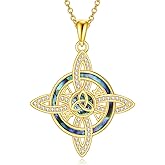 Grmdit Witch Knot/Trinity/Triple Moon Necklace S925 Sterling Silver Protection Jewelry Gifts for Women