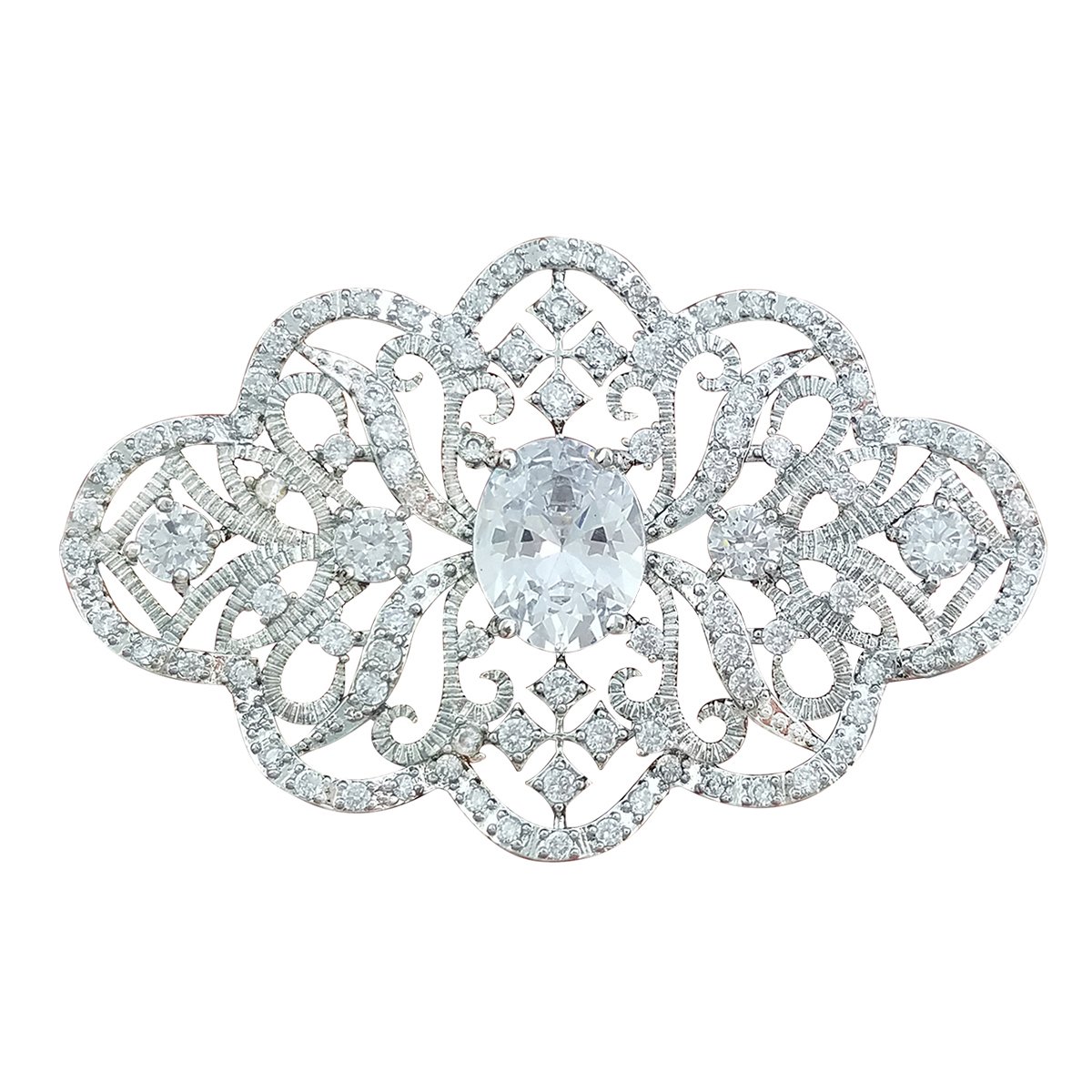 QUKE Elegant Woman Cubic Zirconia Crystal Brooch Pin for Women Girls Bridal Wedding Jewellery Gift