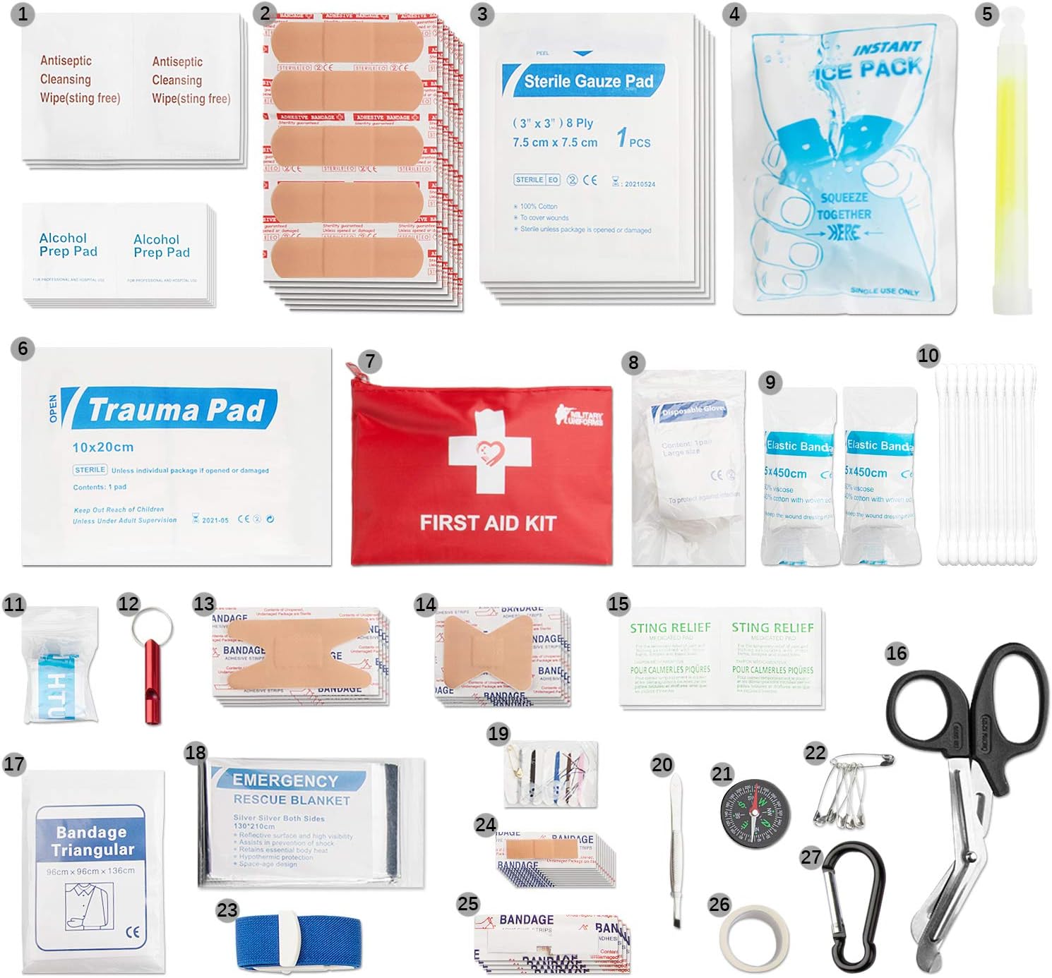 First aid kit, All-Purpose aid kit and Compact Emergency kit First aid for Office, aid Kit Medical for Outdoors, Hiking First aid kit and Camping Emergency kit (Red) : Sports & Outdoors