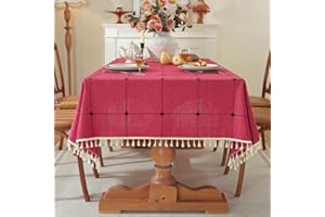 Pahajim Table Cover for Kitchen Dinning Party Table Cloth Tassel Farmhouse TableCloths Cotton Linen Tablecloth for Rectangle 