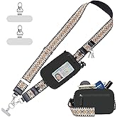 Tiostep Clip and Go Strap for Phone with Wallet Crossbody Phone Lanyard with Anti-Theft Zipper Pouch Detachable Quilted Wrist Wallet with RFID and ID Window for Daily Travel.