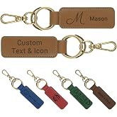 CDBUY Custom Double-Sided Leather Keychain for Men Women | Customized Name Gifts; Personalized Engraved Key Chains;