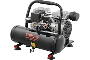 VEVOR Air Compressor, 1 Gallon Steel Tank, 1HP 1.5 CFM 90PSI Oil Free Air Compressor & Max. 120PSI Pressure, 78dB Ultra Quiet