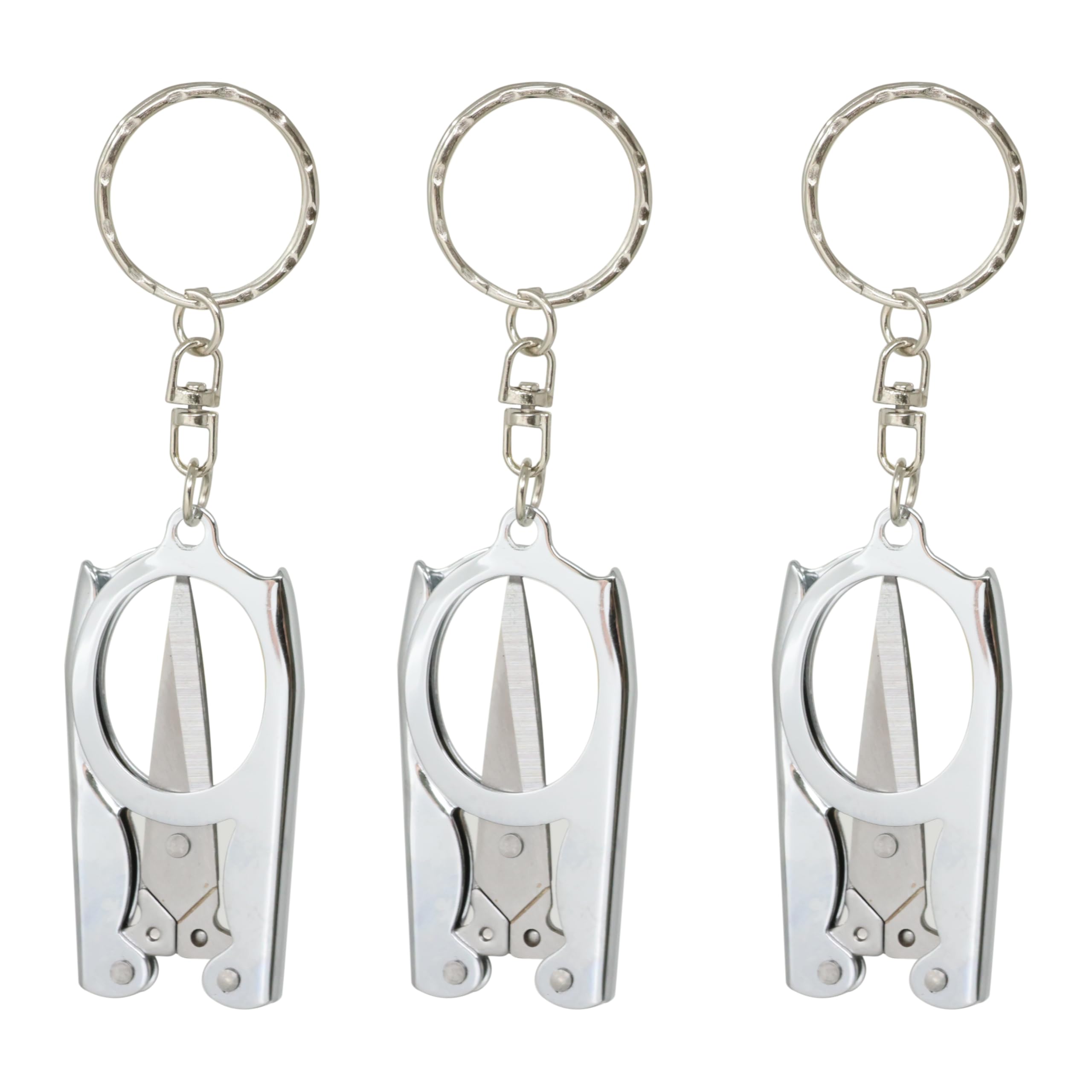 yueton 3pcs Stainless Steel Folding Travel Scissors Cutter with Key Ring