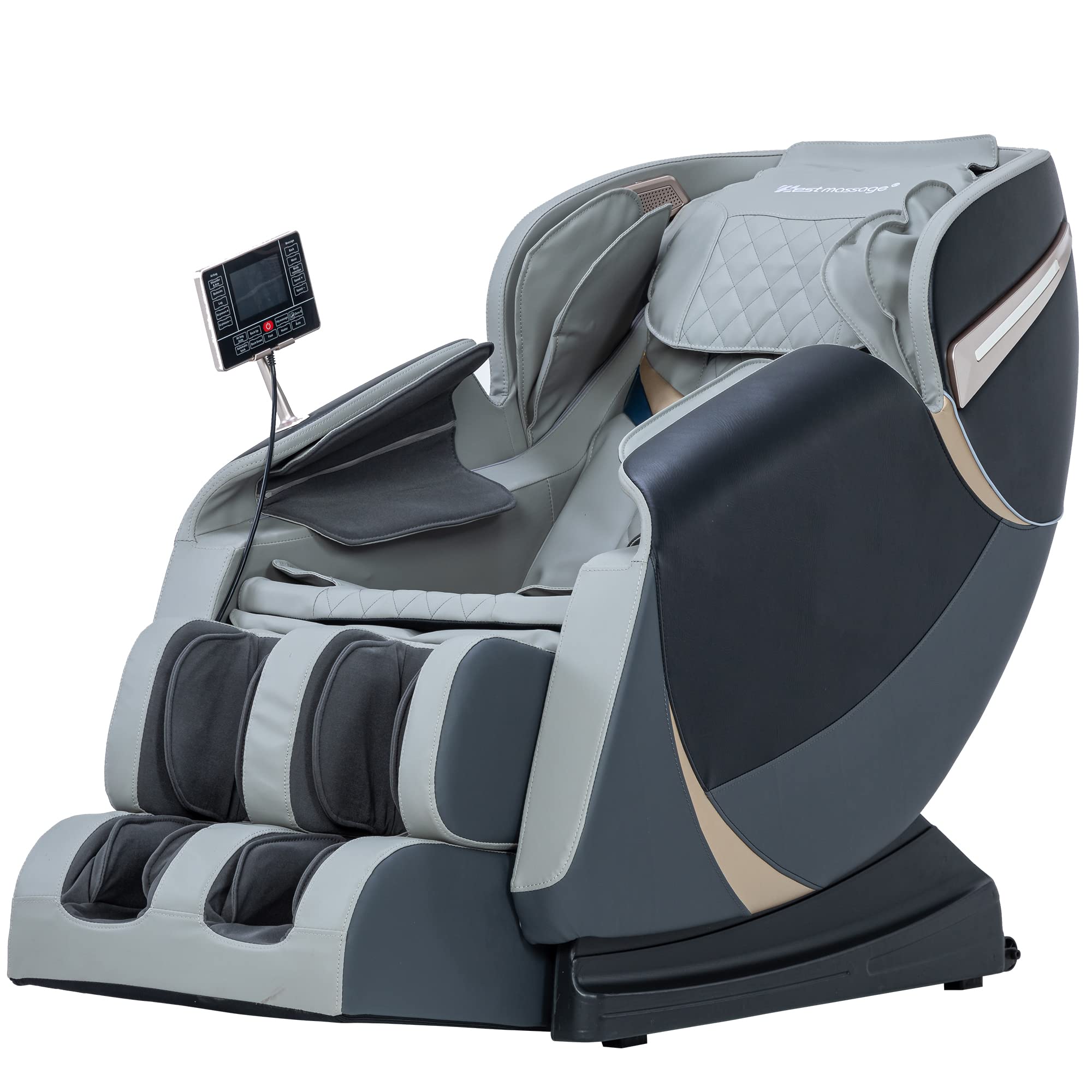 Photo 1 of BestMassage Massage Chair,Full Body Zero Gravity Recliner Chair with Smart Large Screen Bluetooth Speaker Wormwood Back and Calf Heating Therapy Foot Roller Air Massage System for Home Office,Grey