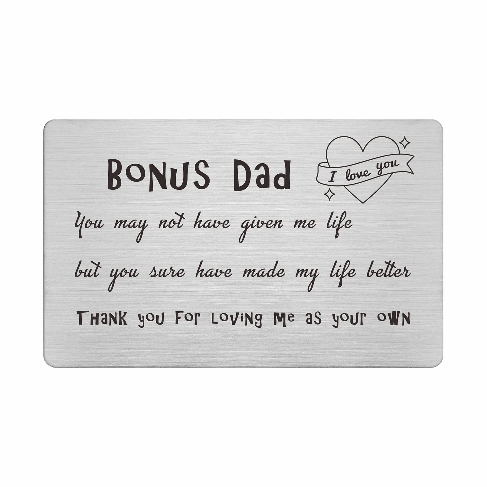 FALOGI Stepdad Love Wallet Card - Thank You for Loving Me as Your Own - Step Dad Birthday Gifts Engraved Wallet Card