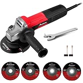 AVID POWER Angle Grinder, 7.5-Amp 4-1/2 inch Electric Grinder Power Tools with Grinding Wheels, Cutting Wheels and Auxiliary Handle for Cutting, Grinding, Polishing and Rust Removal - Red