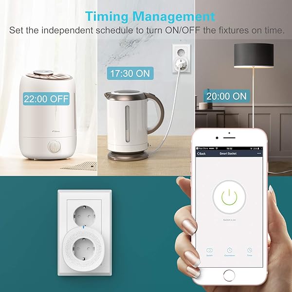 Orbecco 4 PZS WiFi Enchufe Inteligente de Versin UE 2 Puertos de USB Funciona con Alexa Echo Google House App Control Remoto No se Requiere Hub 10A Blanco