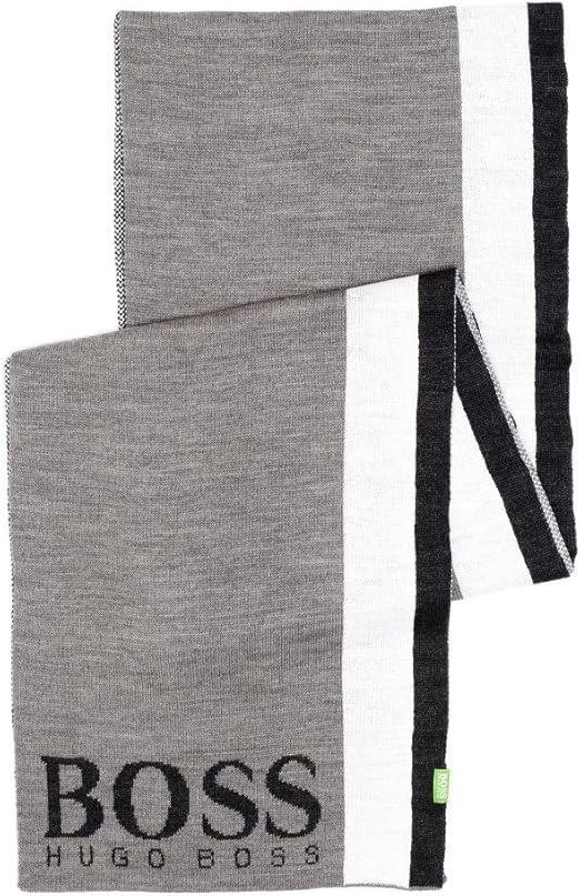 Hugo Boss Green Scarf, Grey Wool Logo Scarf Amazon.co.uk Clothing