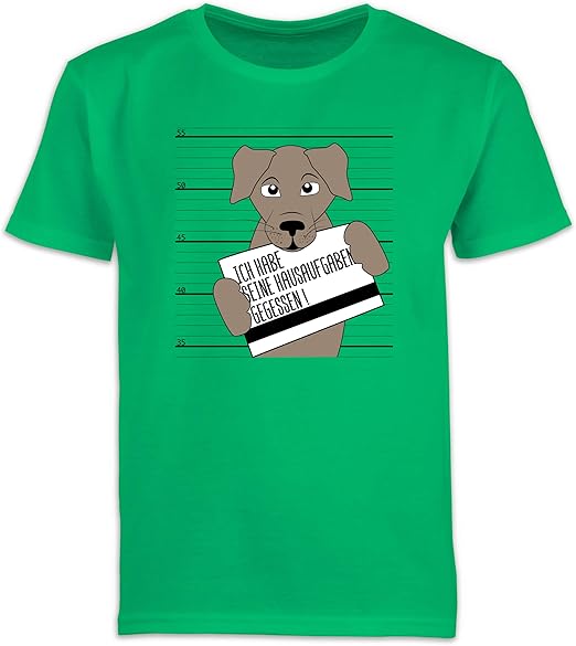 Shirtracer Tiermotive Kind Ich Habe Seine Hausaufgaben Gegessen Hund Kinder Tshirts Und T Shirt Fur Jungen Shirtracer Amazon De Bekleidung