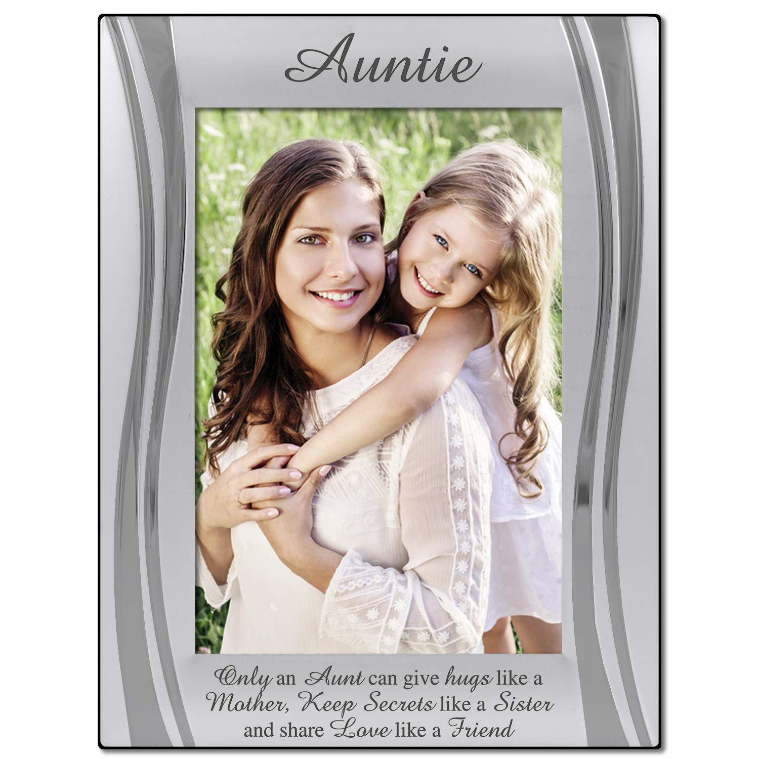 Auntie Photo Frame, Silver Plated, Velvet Backed, Stunning Matt and Gloss Silver. Auntie Gift Present