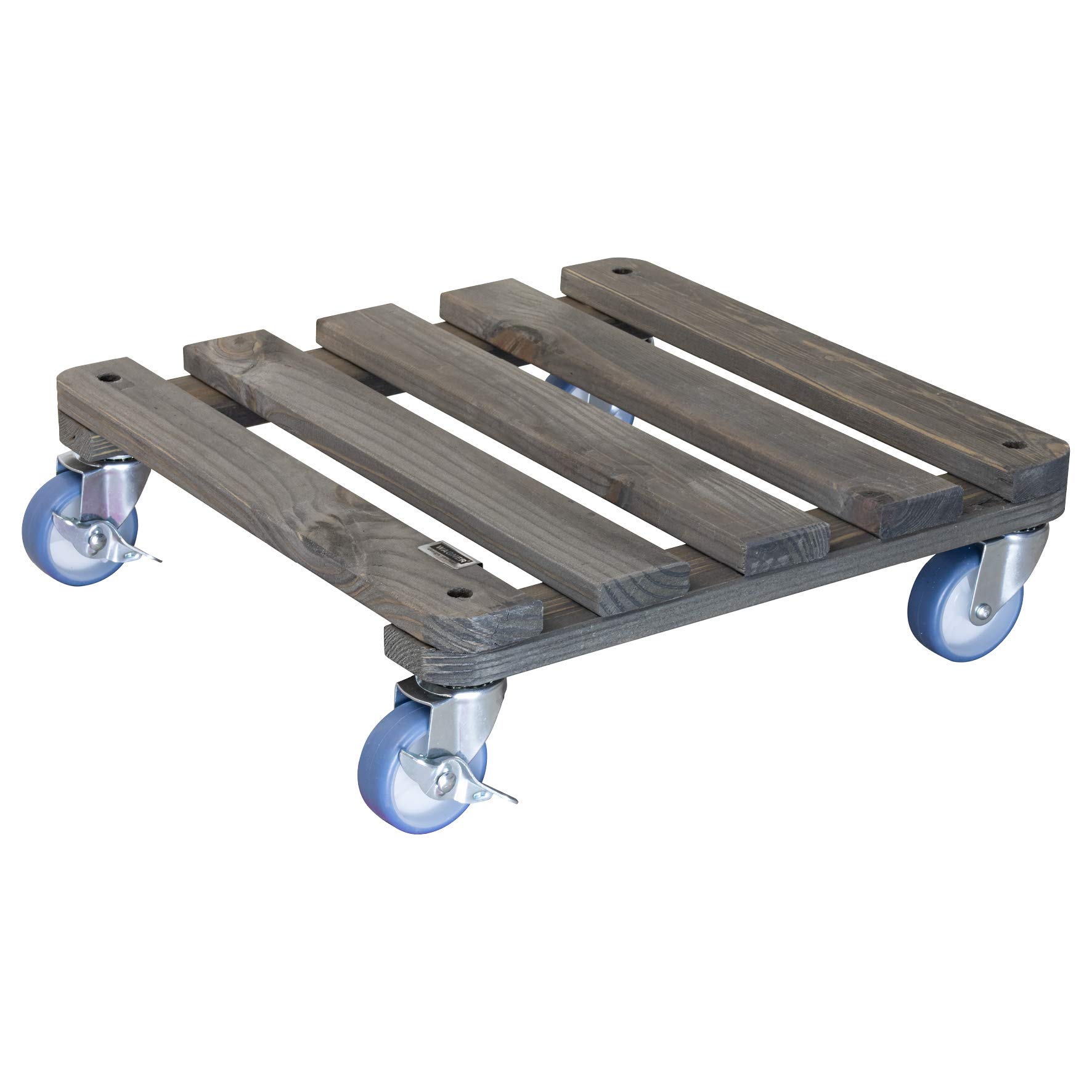 WAGNER VINTAGE 40 x 40 x 12 cm Plant Trolley, Grey, Solid Wood, 200 kg Capacity, FSC-Certified, Indoor/Outdoor Use